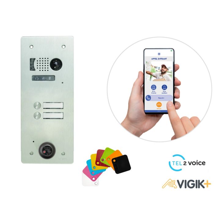 Kit Tel2Voice avec contrôle d'accès préprogrammé 2 boutons main product photo