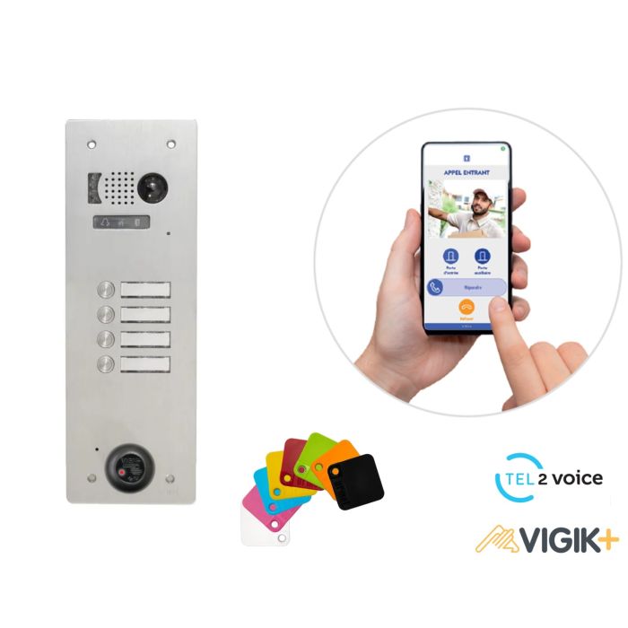 Kit Tel2voice avec contrôle d'accès préprogrammé 4 boutons main product photo